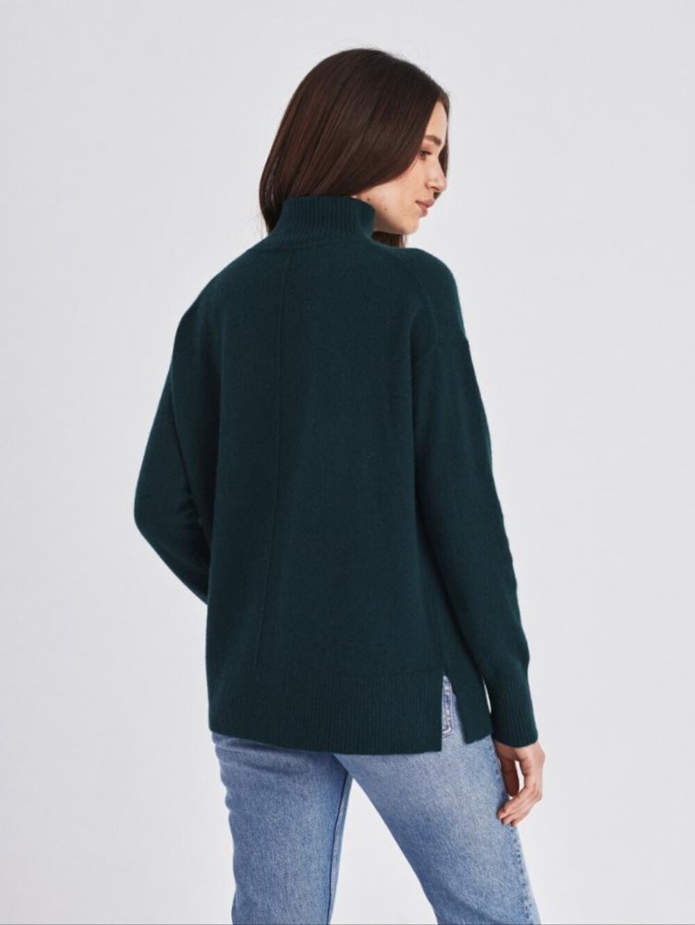 NWT White and Warren Women's Cypress Green Funnel Neck Sweater - Picture 4 of 6